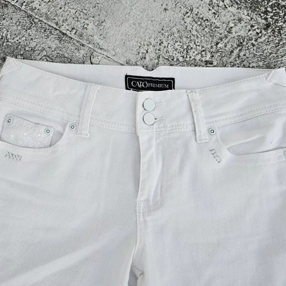 Cato Premium Women Capri Jeans White Cotton Denim Contemporary Size 8 - Picture 4 of 10